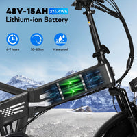 E20 Folding Electric Bike – 250W, 48V 15Ah, 20-Inch Fat Tires