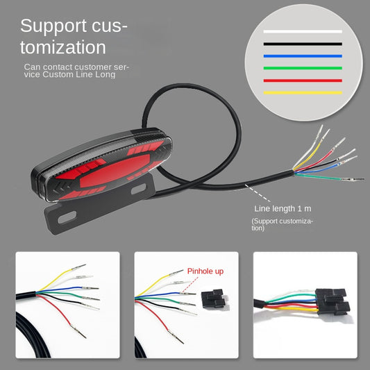 Ebike LED Brake Turn Signal Tail Light, High Brightness Waterproof Ebike Safety Rear Light