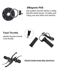 Kit de conversión de bicicleta eléctrica de 48 V/52 V y 2000 W: Juego de motor eléctrico MTB de alta potencia