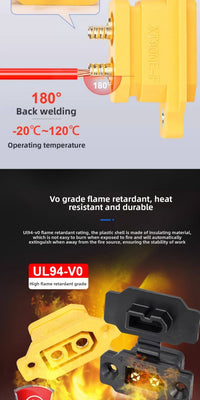 XT60/XT90 fixed male and female sockets, gold-plated high-current model aircraft ESC charging power plug connector