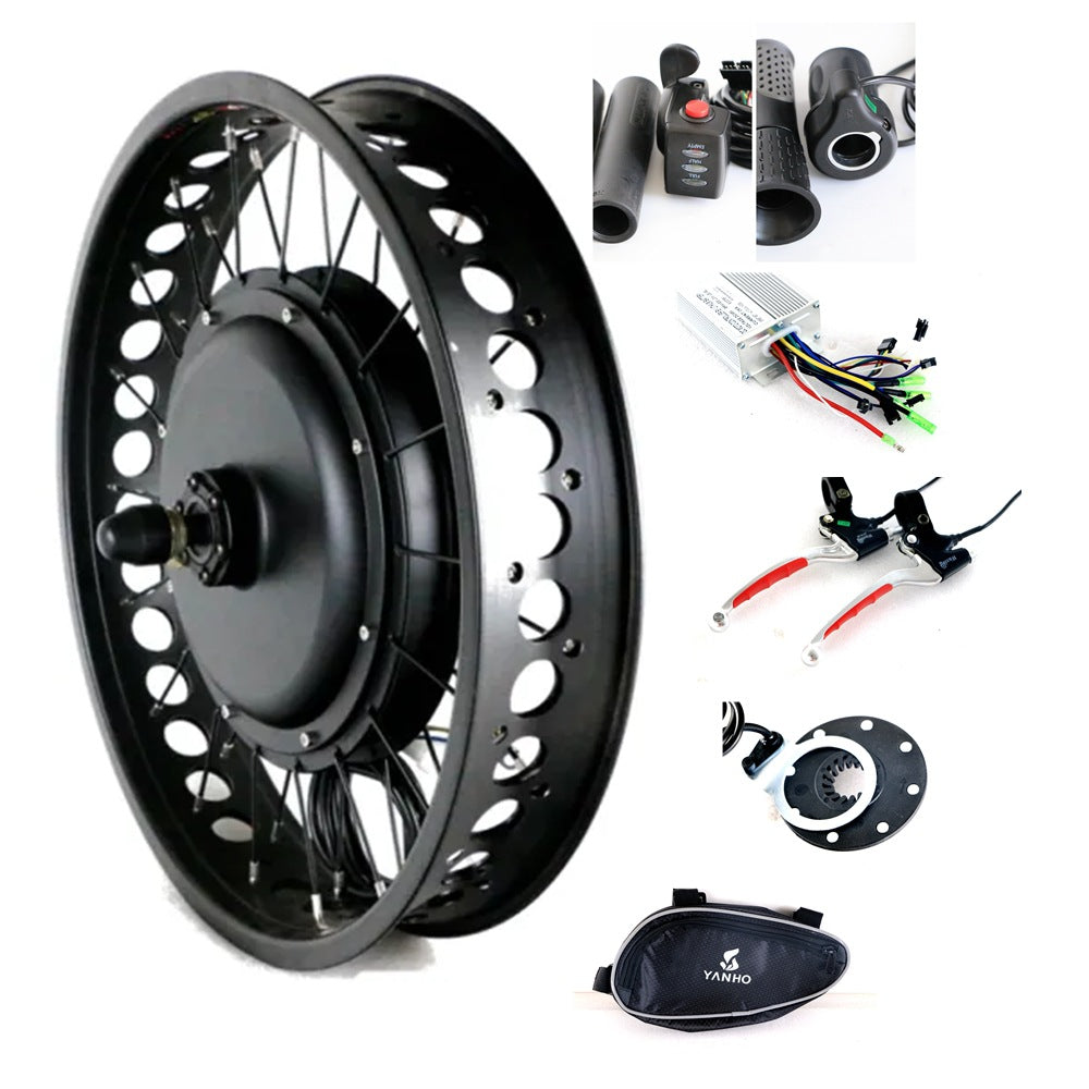 Kit de conversión de eBike para nieve de 48 V 1500 W - Kit de motor de buje trasero de neumático ancho para arena y nieve