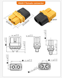 XT60L-F/M model airplane connector with locking buckle, high-current, real gold-plated lithium battery connector with wire, UL certified