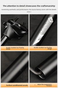 LUNJE mountain bike seatpost, aluminum alloy shock-absorbing seatpost, 350mm shock-absorbing spring seatpost