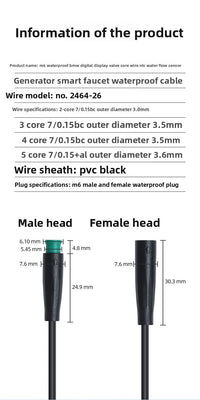 IP65 Waterproof M6 Connector for Ebike LED Light & NTC Sensor Integrated Wiring Harness Electric Bicycle Quick Plug