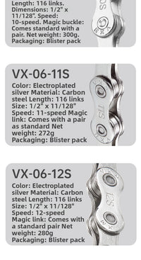 Lightweight Bike Chain 8–12 Speed for MTB & Road Bikes