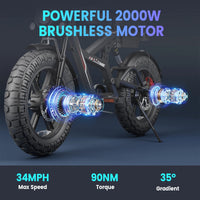 2000W Dual-Motor Electric Bike – 20-Inch Fat-Tire Off-Road E-Bike