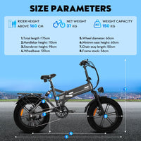 E20 Folding Electric Bike – 250W, 48V 15Ah, 20-Inch Fat Tires