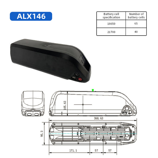 Ebike ALX146 Battery Box Waterproof, ABS Lipo Battery Plastic Shell Conversion, Waterproof Battery Case ALX146