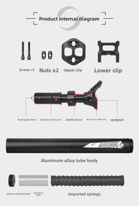 LUNJE mountain bike seatpost, aluminum alloy shock-absorbing seatpost, 350mm shock-absorbing spring seatpost