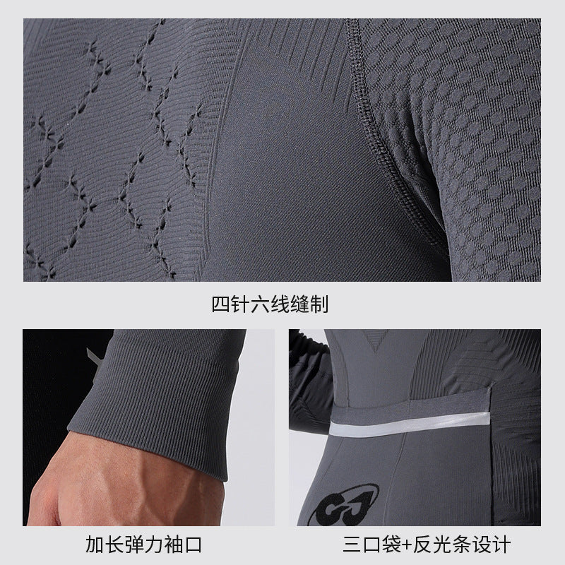 Camiseta deportiva de manga larga para hombre, para correr al aire libre, de secado rápido, para ciclismo de carretera, que absorbe la humedad, para otoño e invierno 