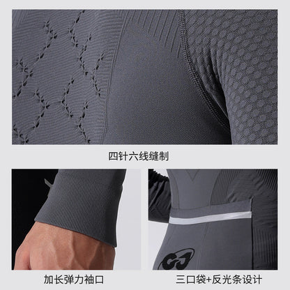 Camiseta deportiva de manga larga para hombre, para correr al aire libre, de secado rápido, para ciclismo de carretera, que absorbe la humedad, para otoño e invierno 