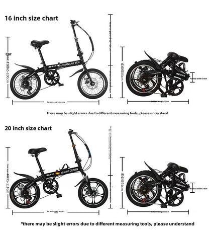 20" Ultra-Light Folding Bike: Portable Speed Bicycle for All Ages