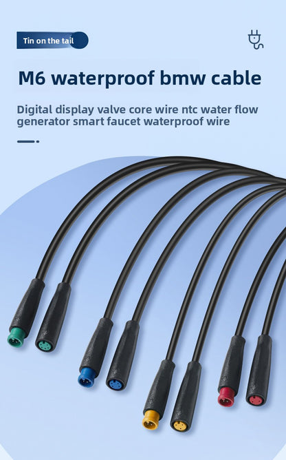 Conector M6 impermeable IP65 para luz LED de bicicleta eléctrica y sensor NTC, arnés de cableado integrado, enchufe rápido para bicicleta eléctrica. 