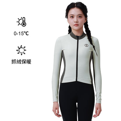 Traje de ciclismo térmico de invierno de polar para mujer, manga larga, chaqueta polar para bicicleta de carretera. 