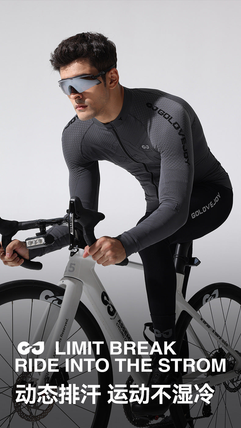 Camiseta deportiva de manga larga para hombre, para correr al aire libre, de secado rápido, para ciclismo de carretera, que absorbe la humedad, para otoño e invierno 