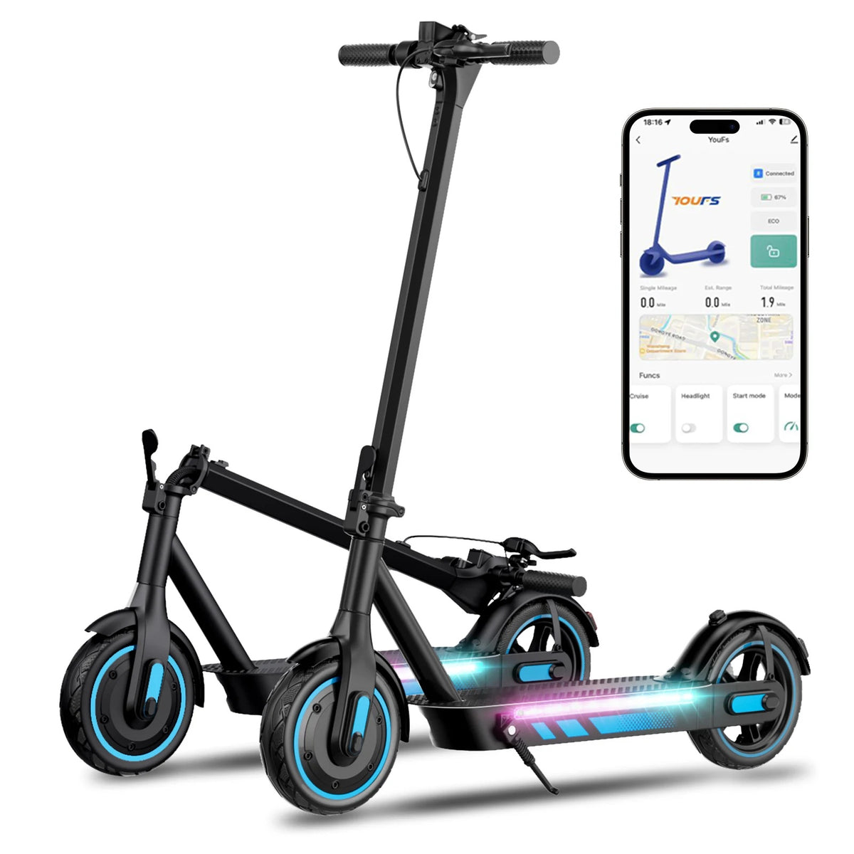 V10 Pro Electric Scooter – 250W, 10-Inch Folding E-Scooter