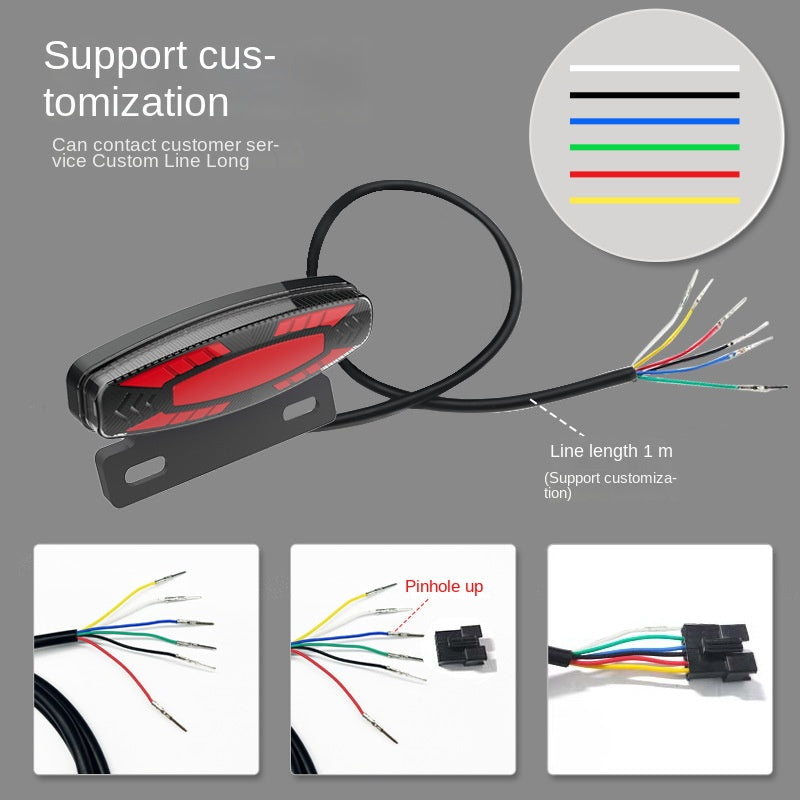 Luz trasera de freno LED para bicicleta eléctrica, luz trasera de seguridad impermeable de alto brillo 