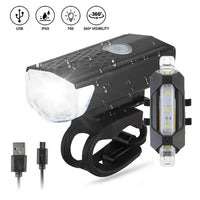 USB Rechargeable Front & Rear Bike Light Set for MTB & Road Bikes