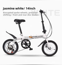 Bicicleta plegable de 12 a 20 pulgadas: minibicicleta urbana sin montar con frenos de disco 