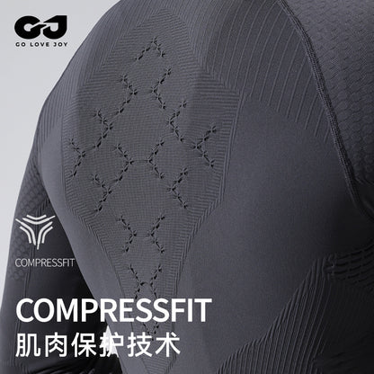 Camiseta deportiva de manga larga para hombre, para correr al aire libre, de secado rápido, para ciclismo de carretera, que absorbe la humedad, para otoño e invierno 