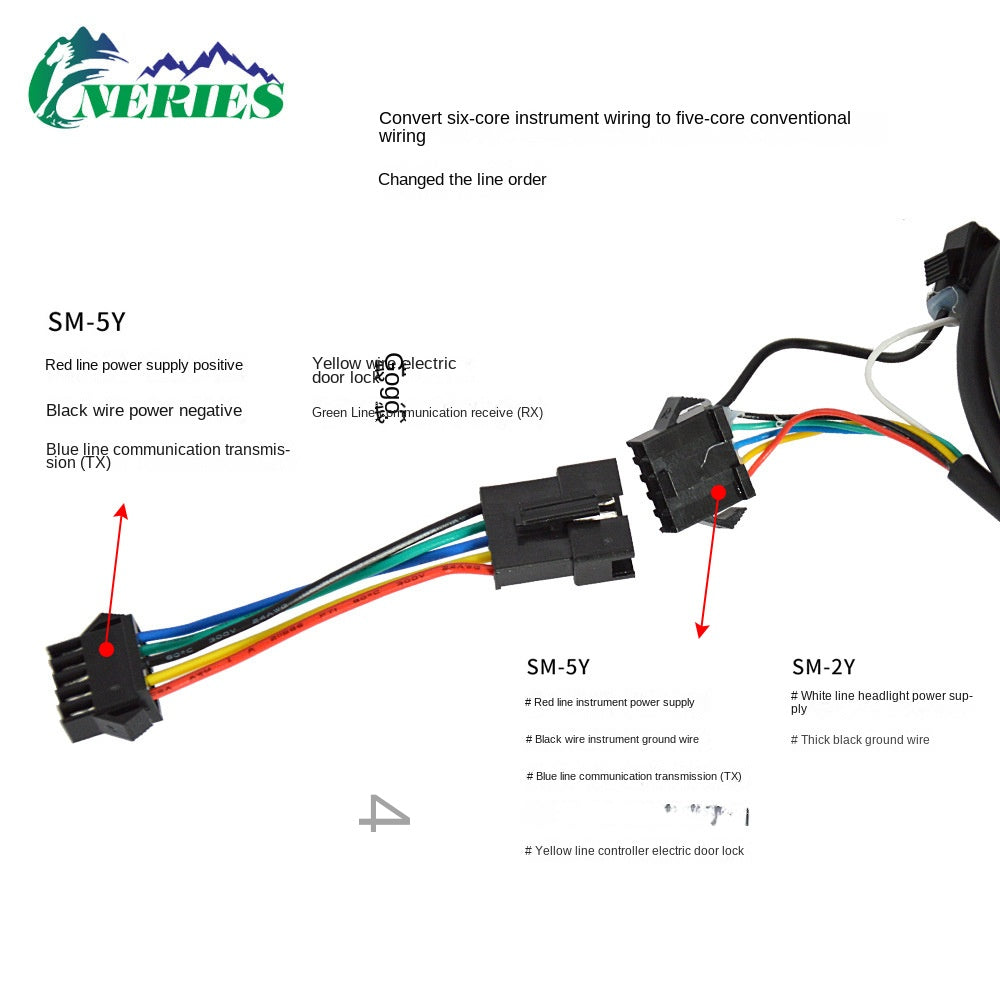 Cable adaptador de pantalla de bicicleta eléctrica de 6 a 5 núcleos, adaptador de pantalla de controlador, cable de datos universal de 6 pines y 5 pines.
