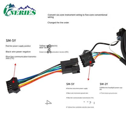 Cable adaptador de pantalla de bicicleta eléctrica de 6 a 5 núcleos, adaptador de pantalla de controlador, cable de datos universal de 6 pines y 5 pines.