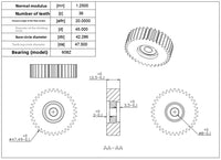 36T Wear-Resistant Nylon Motor Gear for Electric Bicycles