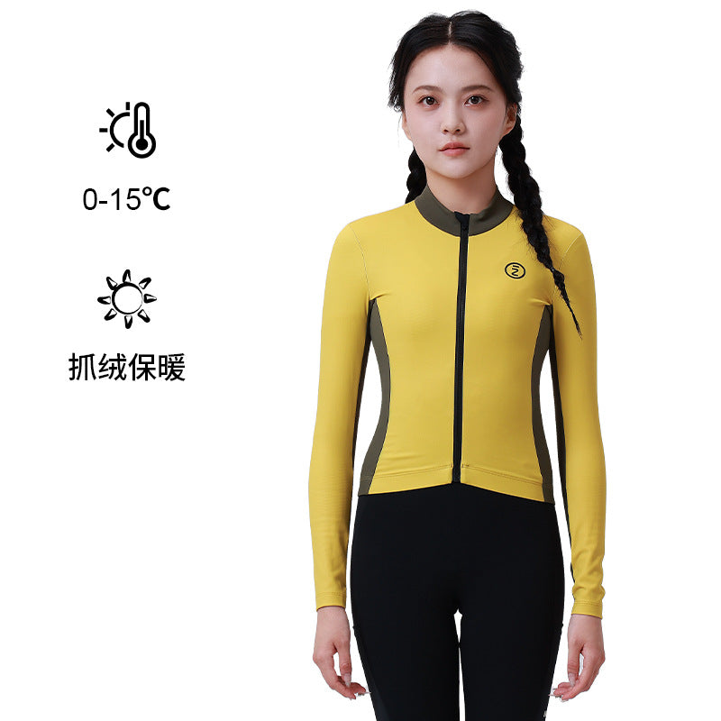 Traje de ciclismo térmico de invierno de polar para mujer, manga larga, chaqueta polar para bicicleta de carretera. 