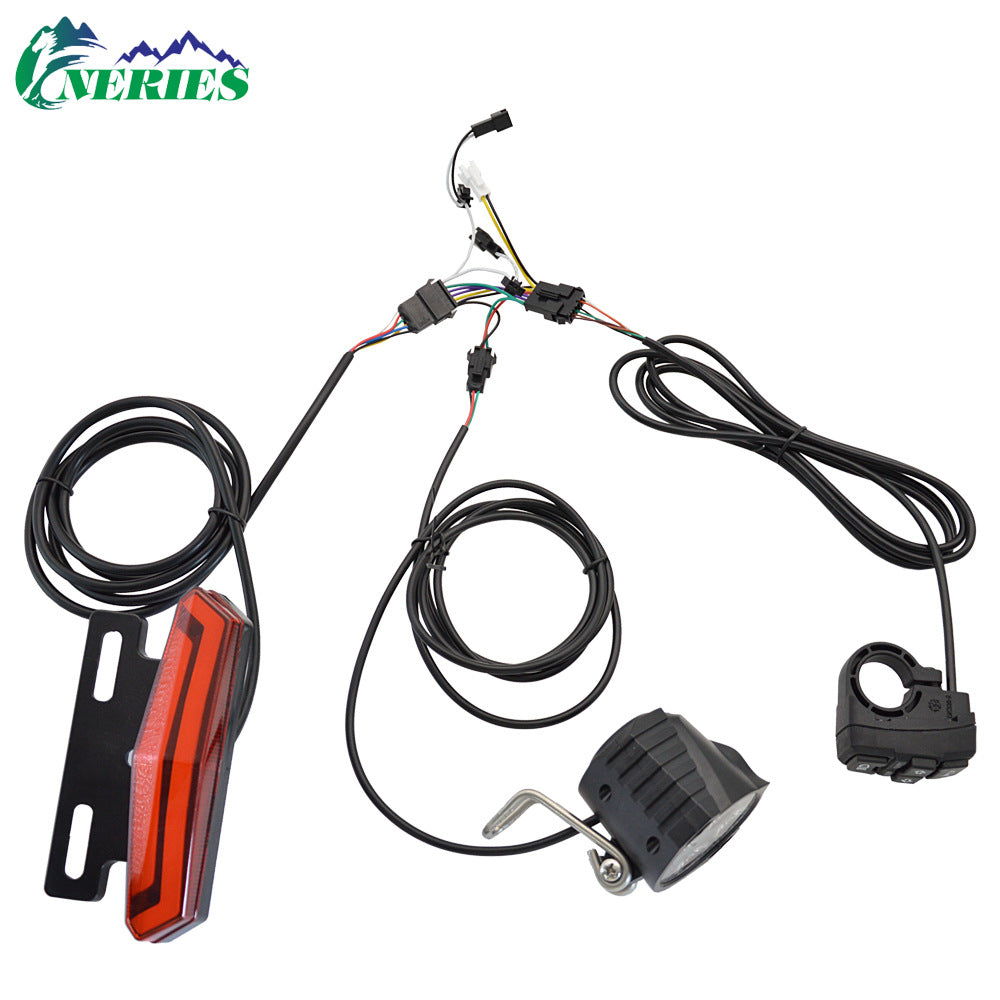 Electric Bicycle High Brightness Front Light Tail Light Brake Turn Signal Combination Five-Star Switch Button Scooter Modification Parts