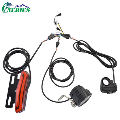Electric Bicycle High Brightness Front Light Tail Light Brake Turn Signal Combination Five-Star Switch Button Scooter Modification Parts