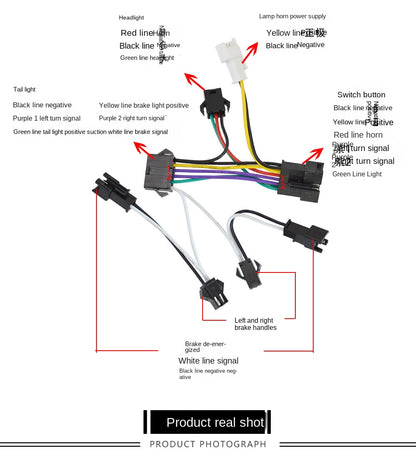Electric Bicycle High Brightness Front Light Tail Light Brake Turn Signal Combination Five-Star Switch Button Scooter Modification Parts
