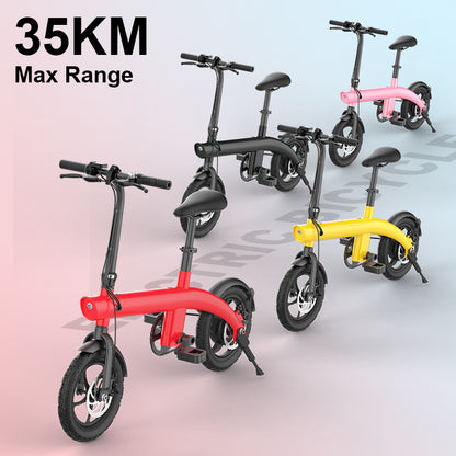 14" Aluminum Folding E-Bike: 36V 250W Rear Hub Motor, 3-Speed, Lightweight Lithium Battery Electric Bicycle