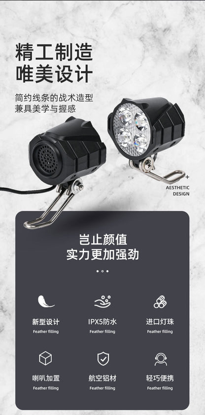 Super Bright Ebike LED Headlight Universal, Scooter LED Headlight Waterproof