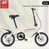 Bicicleta plegable de 12 a 20 pulgadas: minibicicleta urbana sin montar con frenos de disco 