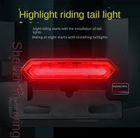 Luz trasera de freno intermitente roja y azul para bicicleta eléctrica, luz de seguridad LED impermeable para conducción nocturna, batería 
