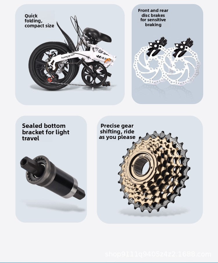 12-20" Folding Bike: No-Assembly Mini City Bicycle with Disc Brakes