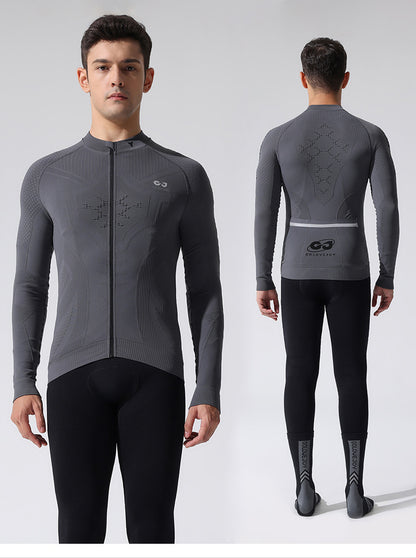 Camiseta deportiva de manga larga para hombre, para correr al aire libre, de secado rápido, para ciclismo de carretera, que absorbe la humedad, para otoño e invierno 
