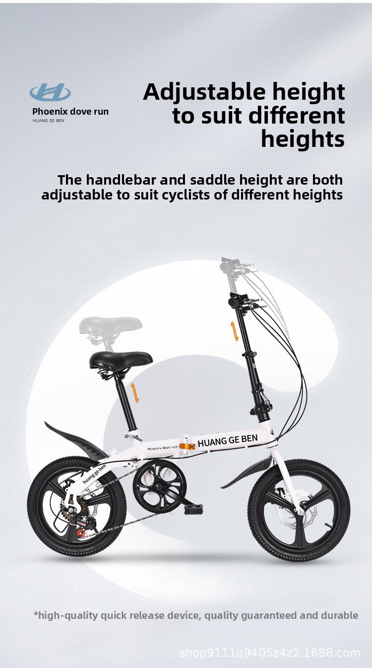 12" Portable Folding Bike: Compact Leisure Sport Bicycle with Rear Seat