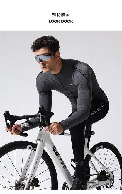 Camiseta deportiva de manga larga para hombre, para correr al aire libre, de secado rápido, para ciclismo de carretera, que absorbe la humedad, para otoño e invierno 