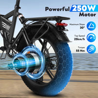 E20 Folding Electric Bike – 250W, 48V 15Ah, 20-Inch Fat Tires