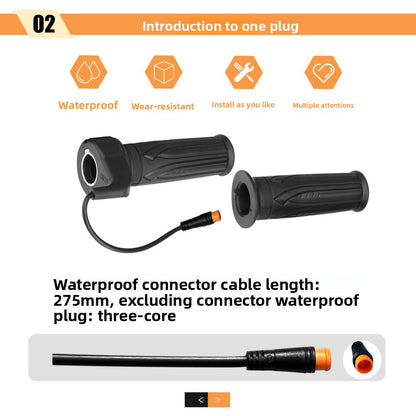 Ebike Full Twist Throttle 12V-72V, WP Connector Ebike Throttle Grip, 20X Full Grip Throttle Replacement