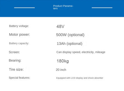 New 20inch Aluminum Alloy 750w High Power Mobility Scooter 13A Lithium Battery Electric Mountain Bike