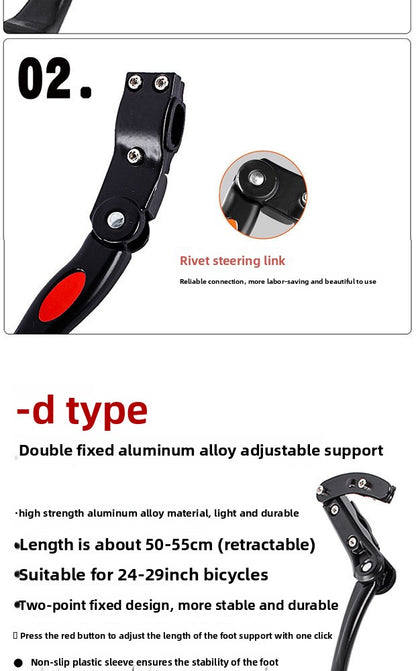 MTB Universal Kickstand Adjustable, Bicycle Side Parking Rack Installation