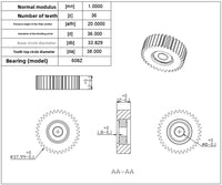 36T Wear-Resistant Nylon Motor Gear for Electric Bicycles