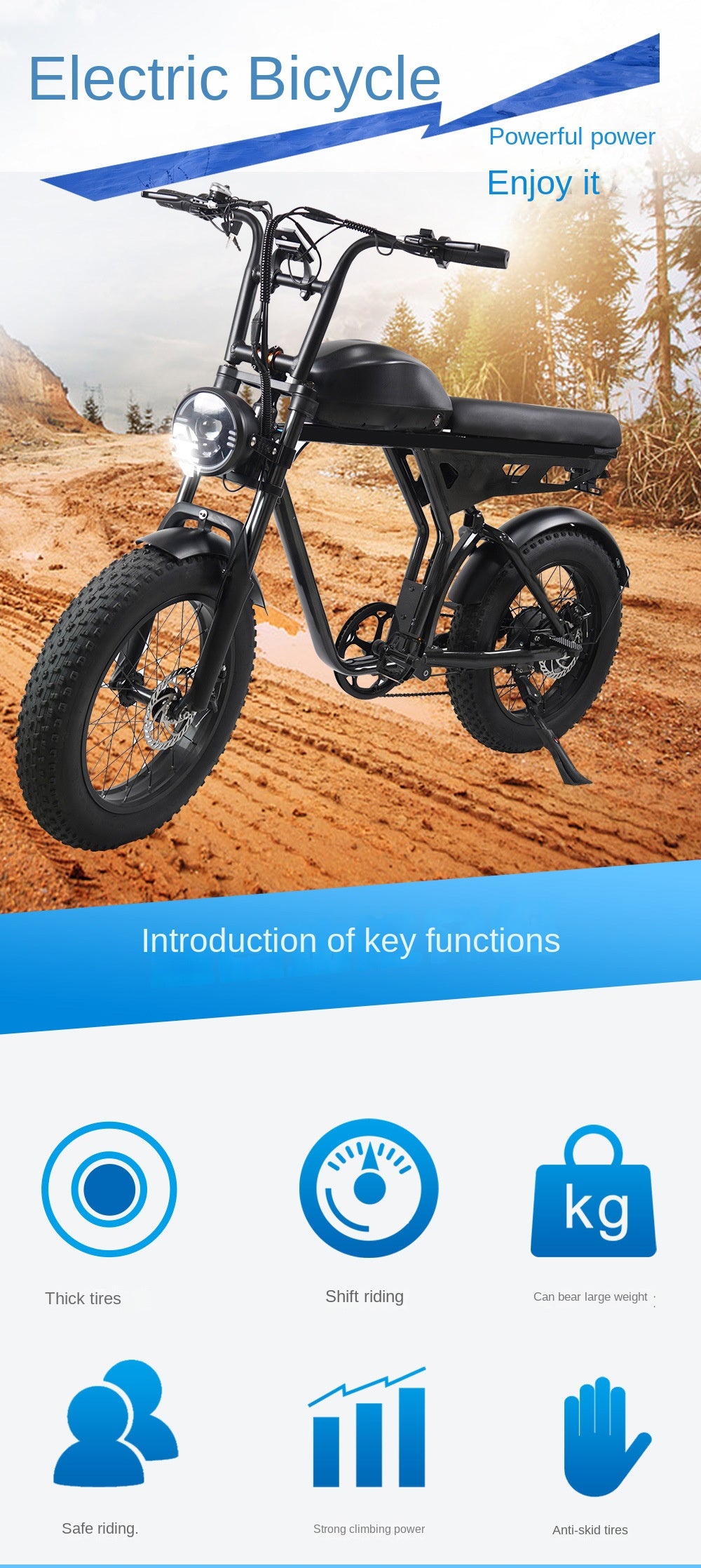 New 20inch Aluminum Alloy 750w High Power Mobility Scooter 13A Lithium Battery Electric Mountain Bike