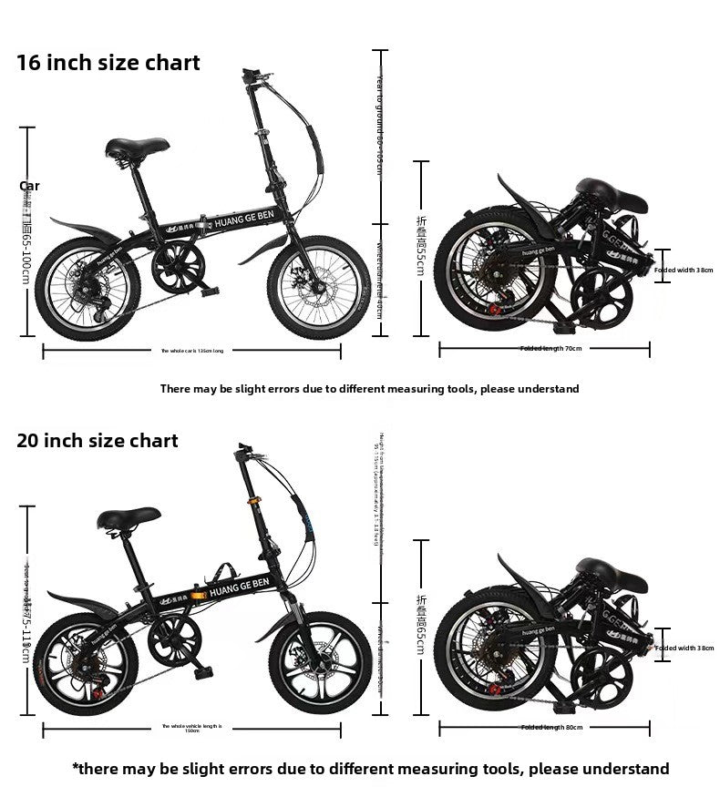 12-16" Portable Folding Bike: Lightweight Mini Bicycle for All Ages
