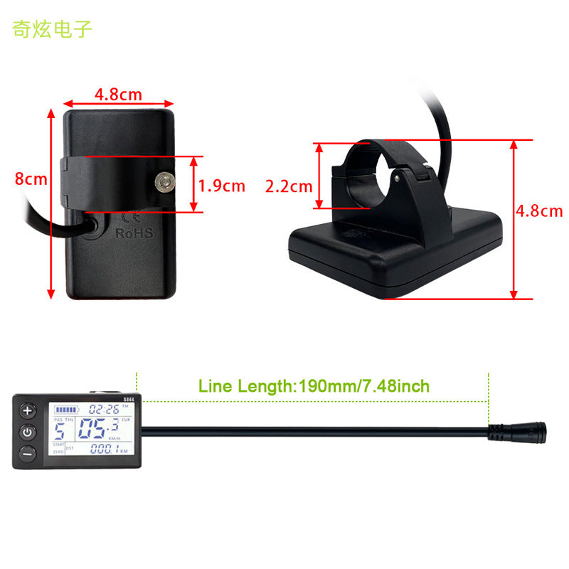 Mountain Bike Lithium Battery Modification Accessories LCD-S866 Electric Scooter Intelligent LCD Instrument Panel Waterproof