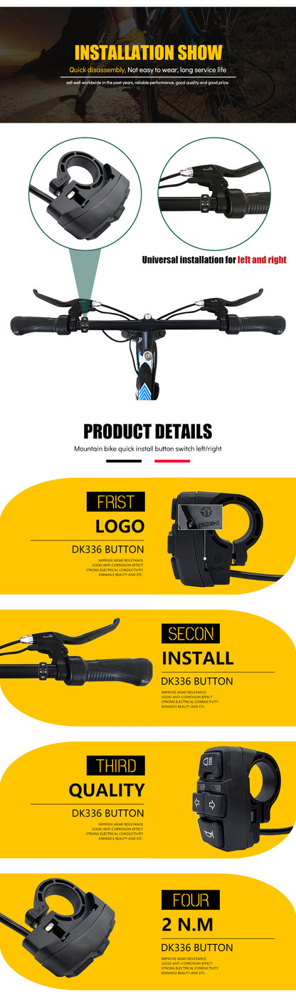 Bicycle Lithium Battery Modification Accessories Five Star DK336 Three-in-One Switch 36v48v Horn Headlight Steering Switch