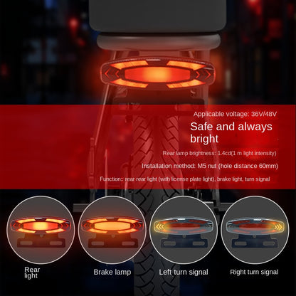 Luz trasera de freno LED para bicicleta eléctrica, luz trasera de seguridad impermeable de alto brillo 