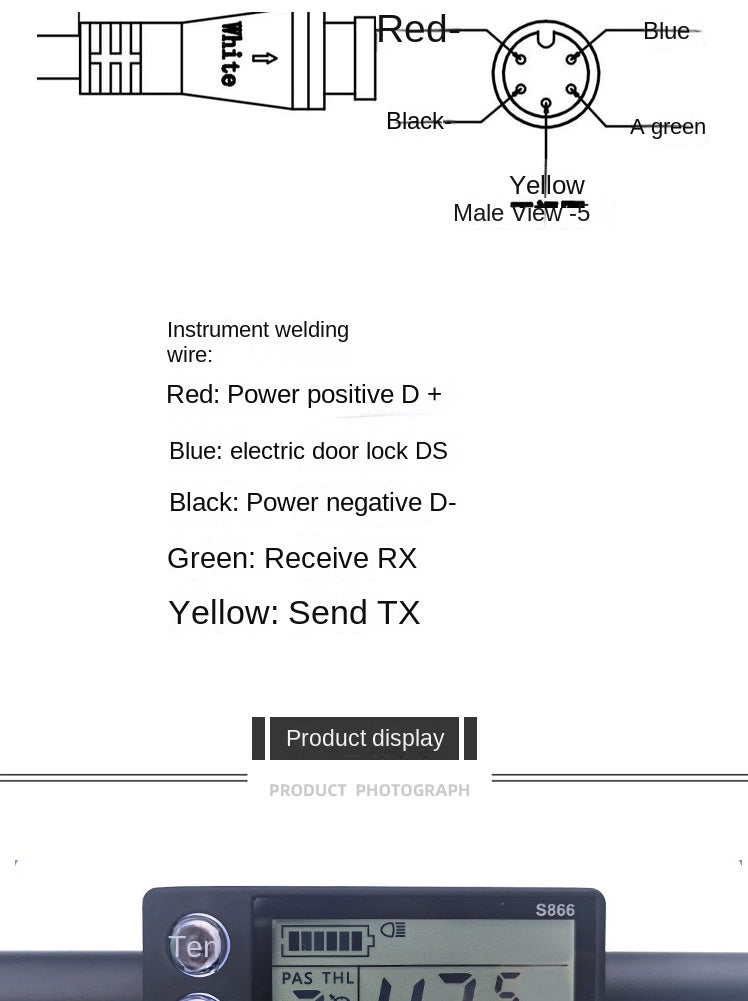 Mountain Bike Lithium Battery Modification Accessories LCD-S866 Electric Scooter Intelligent LCD Instrument Panel Waterproof